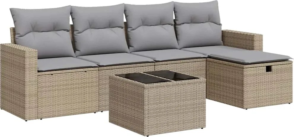 vidaXL Set canapele de grădină cu perne, 6 piese, bej, poliratan