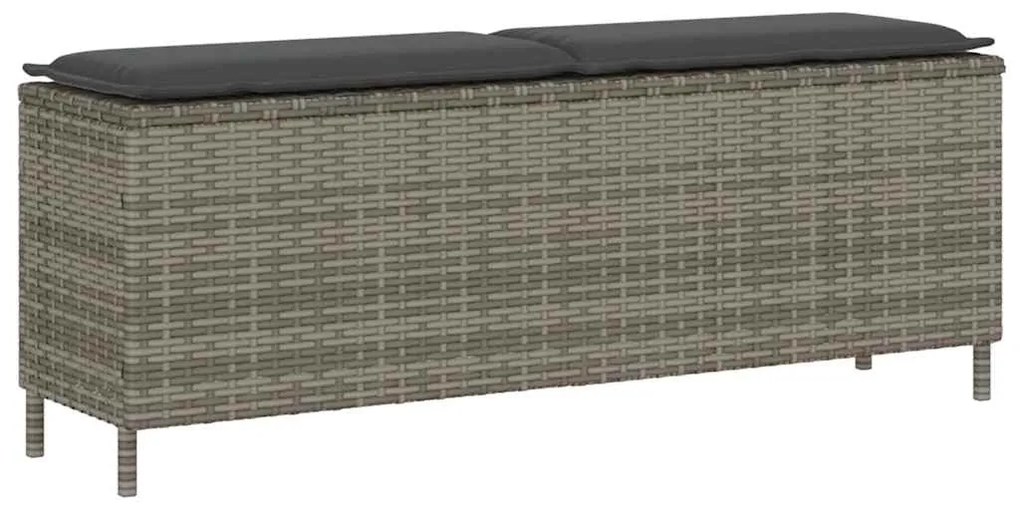 vidaXL Bancă de grădină cu pernă, gri, 110x30x40,5 cm, poliratan