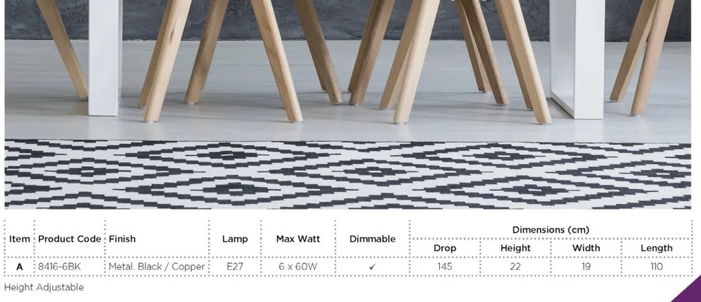 Lustra moderna design minimalist Anthea 8416-6BK SRT