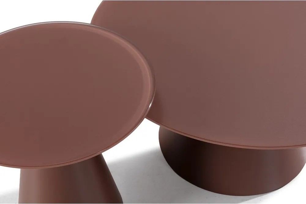 Măsuțe de cafea maro 2 buc. rotunde cu blat din sticlă ø 80 cm Vida – MOME