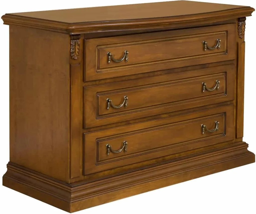 Comodă lemn masiv 3 sertare Bernhard, 118 × 55 × 78,5 cm