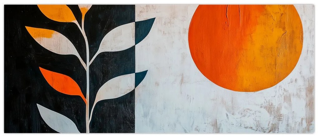 Tablou - Abstracție cu plantă și soare (120x50 cm)