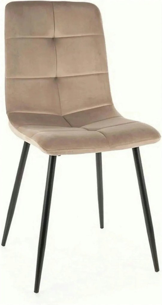 Scaun bucatarie metalic IVO, bej/negru, stofa catifelata, 45x39x91 cm