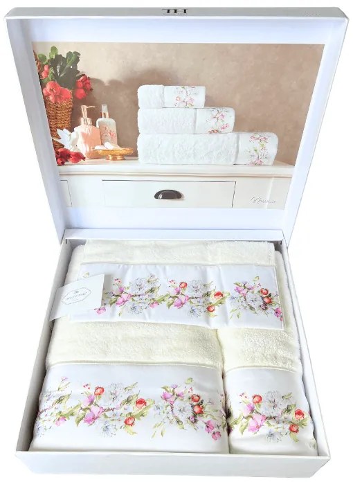 Set cadou de prosoape și prosop de corp NARCUSSE, 3 buc Alb / White Set (prosop mic 30x50cm, prosop 50x100cm, prosop de corp 75x150cm)