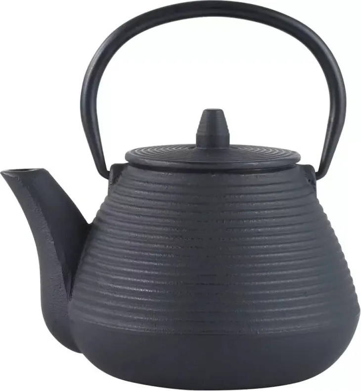 La mâna a doua: Ceainic din fonta cu 2 cani Kinghoff KH 1846, 1 L, Filtru, Inductie, Negru