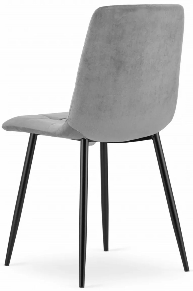 Scaun catifea gri deschis KARA cu picioare negre