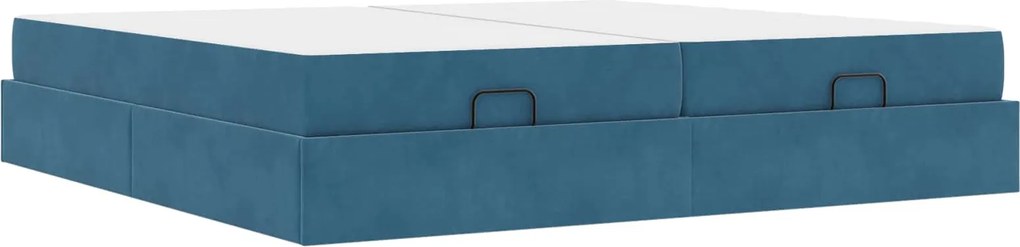 vidaXL Cadru de pat cu saltea cu saltea 2 pcs albastru Catifea