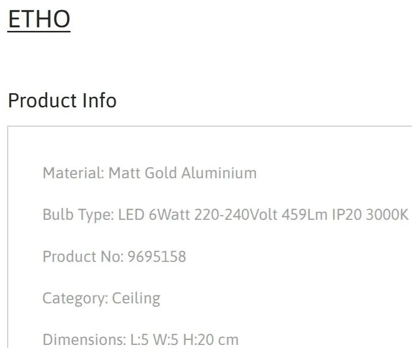 Spot LED aplicat design modern ETHO auriu, NVL-9695158