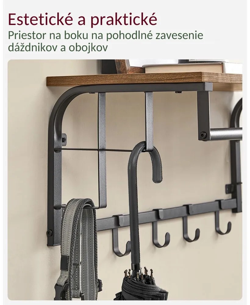 Cuier de perete HENRY, 66x30x27cm, negru/maro Vasagle