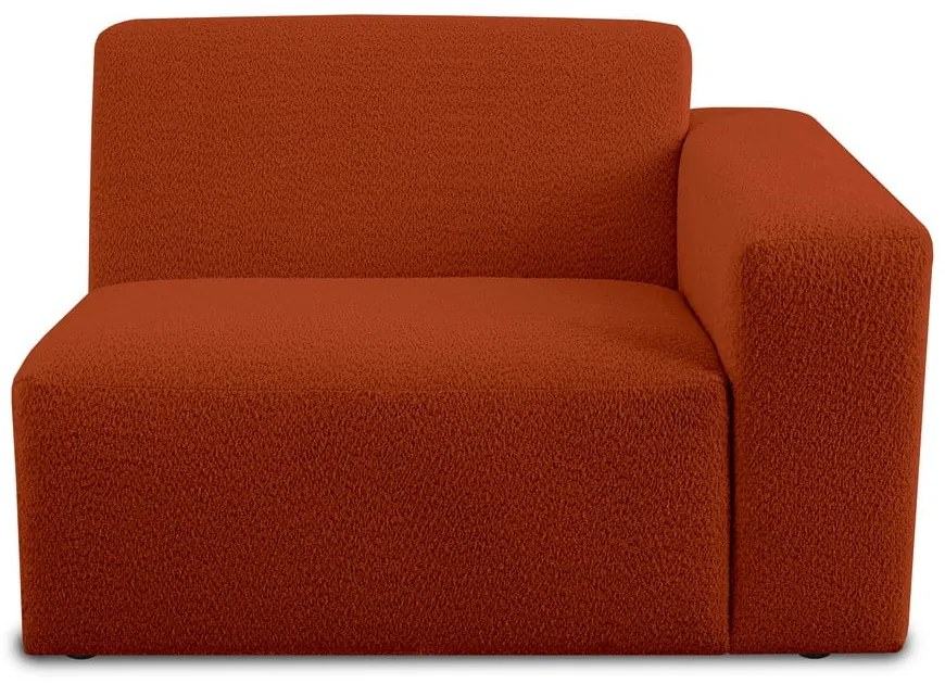 Modul pentru canapea cărămiziu cu tapițerie din stofă bouclé (cu colț pe partea dreaptă) Roxy – Scandic