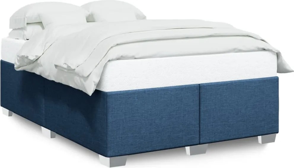 vidaXL Cadru de pat fără saltea, albastru, 140x190 cm, textil