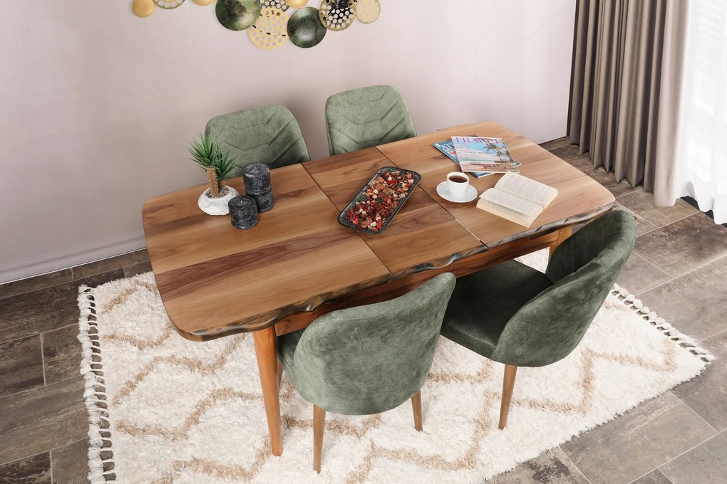Set 2 scaune Dafne (Nuc + Verde închis). 1073152