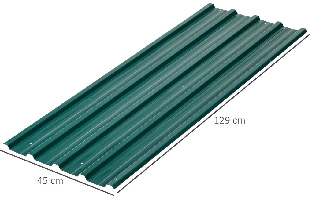 Outsunny Panouri pentru Acoperiș din Oțel, 12 Foi Galvanizate pentru Acoperișuri și Pereți, 129x45 cm, Verde | Aosom Romania