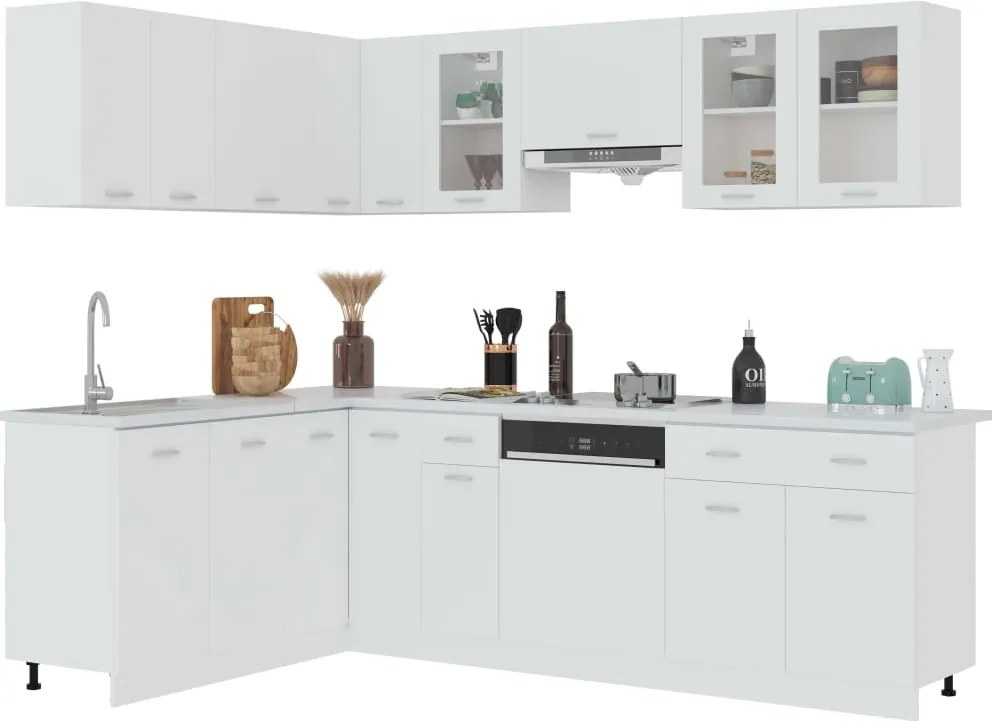 vidaXL Set dulapuri de bucătărie, Lyon, 11 piese, alb, PAL