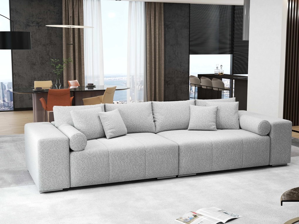 Canapea extensibilă dumonde cu ladă de depozitare si sezut confortabil din spuma high-density, Marbela Enjoy Grey XXL 295x100 cm