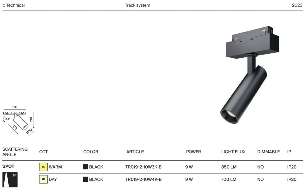 Spot LED, accesoriu pentru sina magnetica S35, Focus LED 9W 4000K