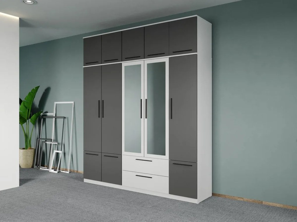 Set mobila dormitor 4 piese Alb/Gri Levi C28