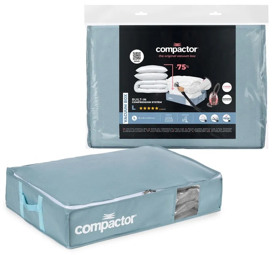 Cutie de depozitare sub pat din plastic cu vacuum 65x45x15,5 cm Blue Edition – Compactor