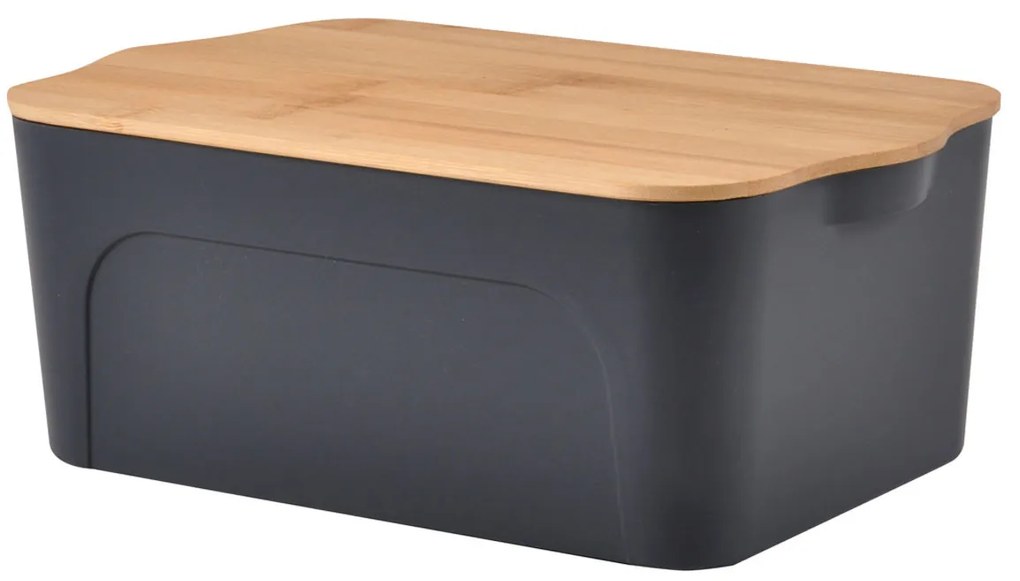 Cutie din plastic cu capac din bambus, 5 litri