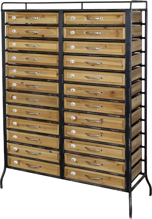 Comodă vintage din lemn reciclat și metal antichizat cu sertare 97x36,5x129 cm, „Atelier"