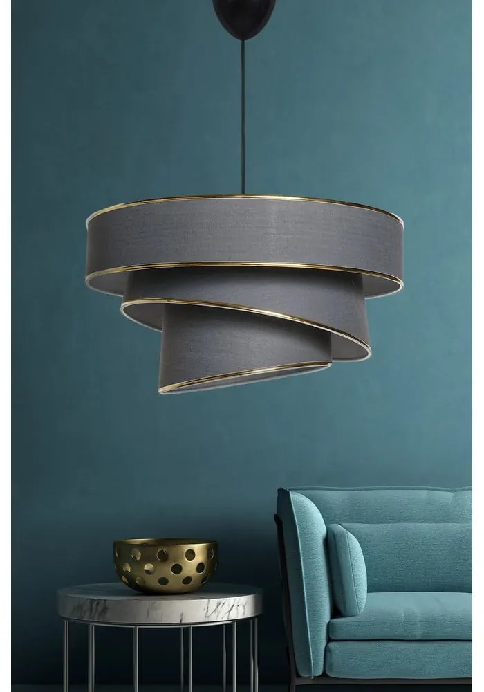 Lustră gri antracit/aurie cu abajur textil ø 40 cm Couper – Opviq lights