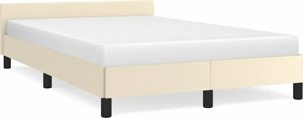 vidaXL Cadru de pat cu tăblie fără saltea, crem, 120x200 cm