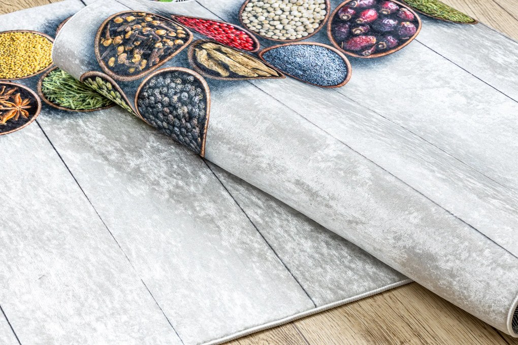 ANDRE 33200 covor lavabil Condimente, bucatarie, anti-alunecare - argint / bej