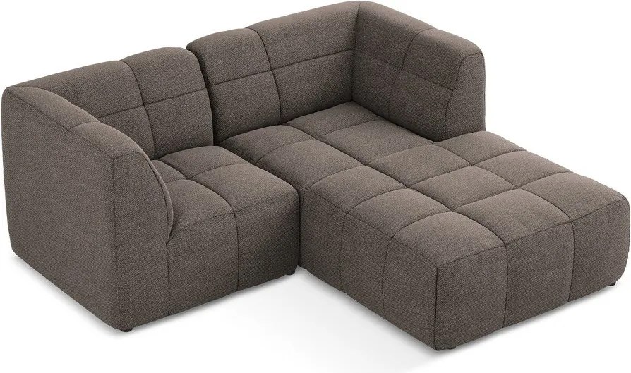 Colțar maro cu tapițerie din țesătură bouclé (cu colț pe partea dreaptă/cu șezlong) Aloha – Makamii