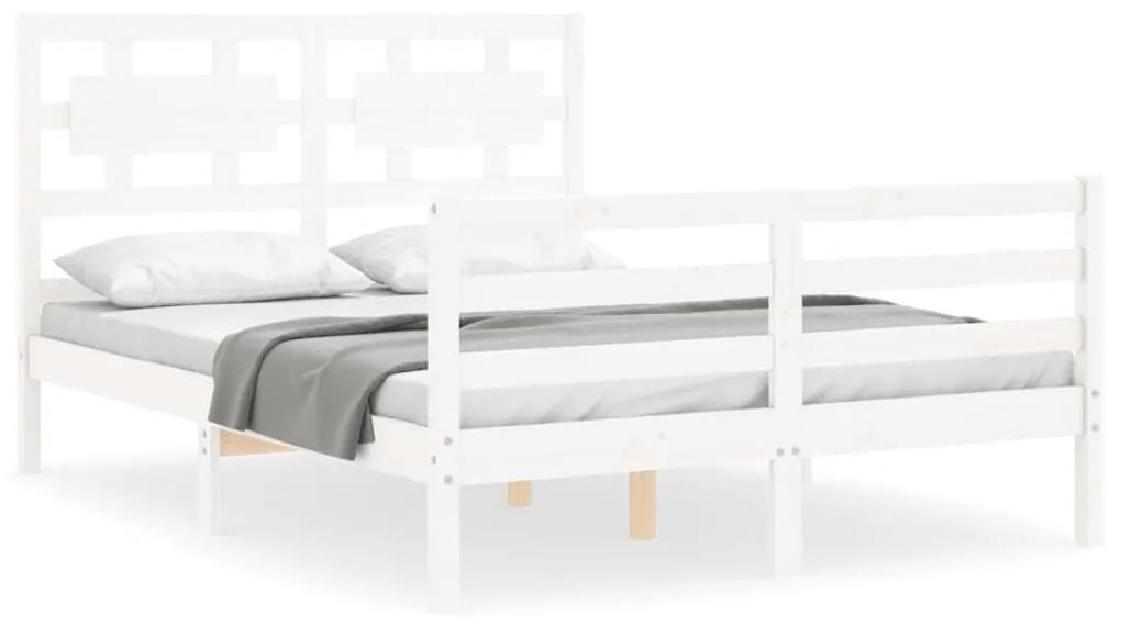 3194437 vidaXL Cadru de pat cu tăblie, alb, 120x200 cm, lemn masiv