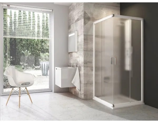 Ravak 1LV40100ZG - Cabină de duș unghiulară BLIX, din 4 piese, 80x80 cm, albă