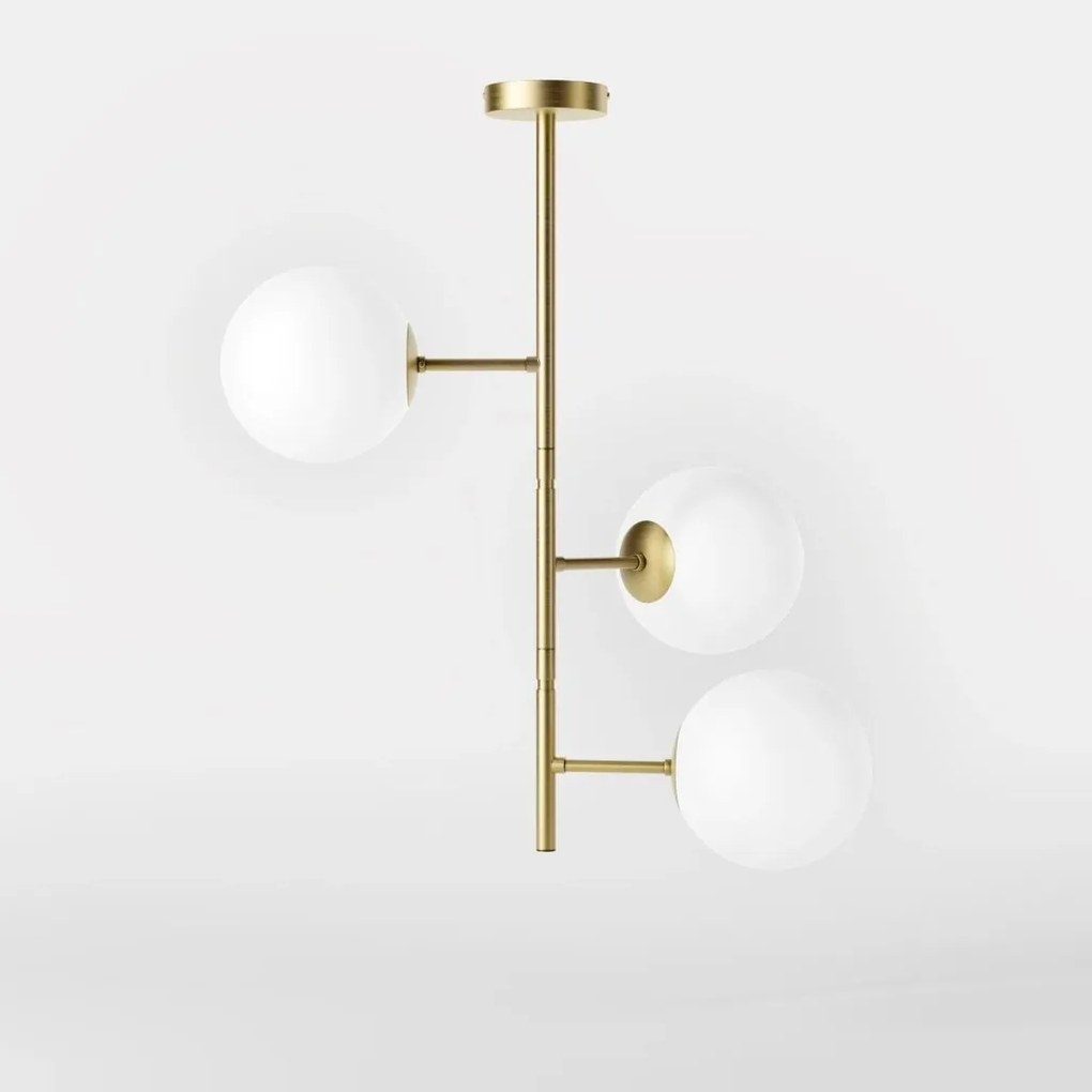 Lustra din alama cu sfere albe din sticla Musa