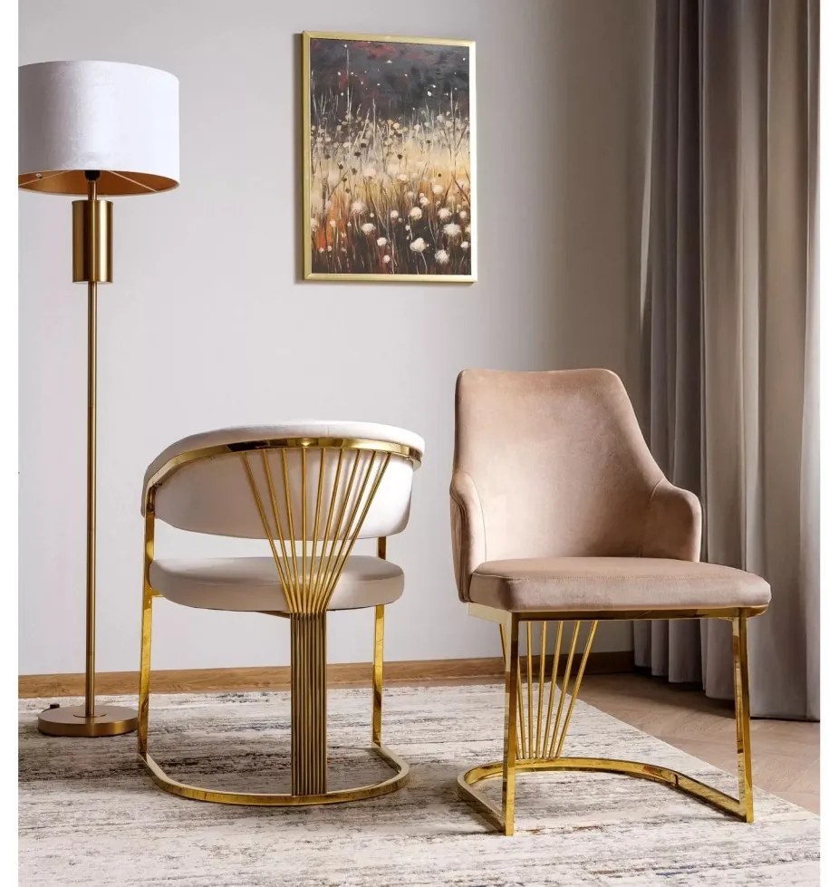 Scaun Alure velvet bej/auriu Blu28