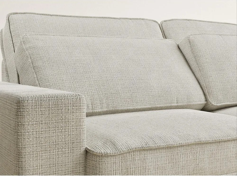 Colțar grej cu tapițerie din chenille (cu colț pe partea dreaptă/în formă de ”L”) Kirou – Maison de Rêve