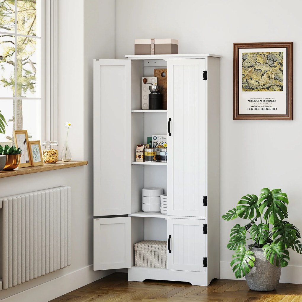 HOMCOM Bufet de bucătărie contemporan cu 2 dulapuri și 3 rafturi, MDF, plăci aglomerate, alb | Aosom Romania