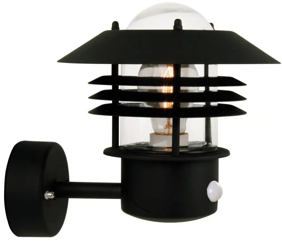 Nordlux - Aplică de exterior cu senzor VEJERS, 1xE27/60W/230V, IP54, negru