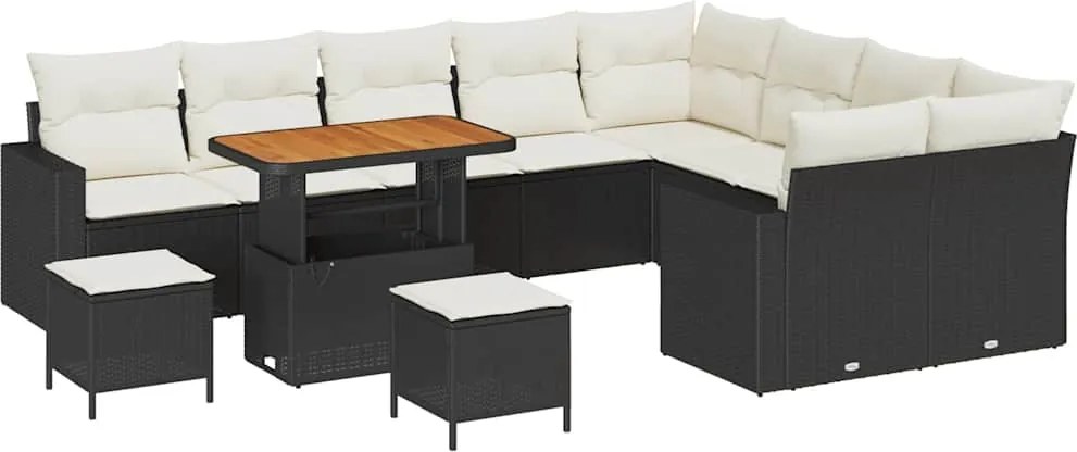 vidaXL Set de canapele pentru grădină 12 pcs Negru poliratan