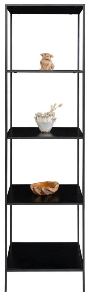 Raft Vita cu 5 rafturi, negru, cu cadru negru, 51x36x170 cm
