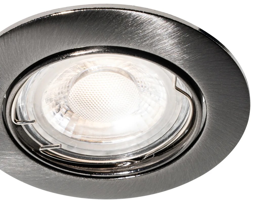 Set de 6 spoturi încastrate moderne Gunmetal GU10 rotunde de 50 mm orientabile - Edu