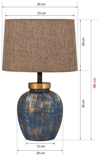 Lampă de masă 1xE27/40W/230V albastru/bej