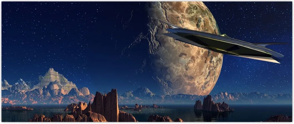 Tablou - Vizita extraterestrului (120x50 cm)