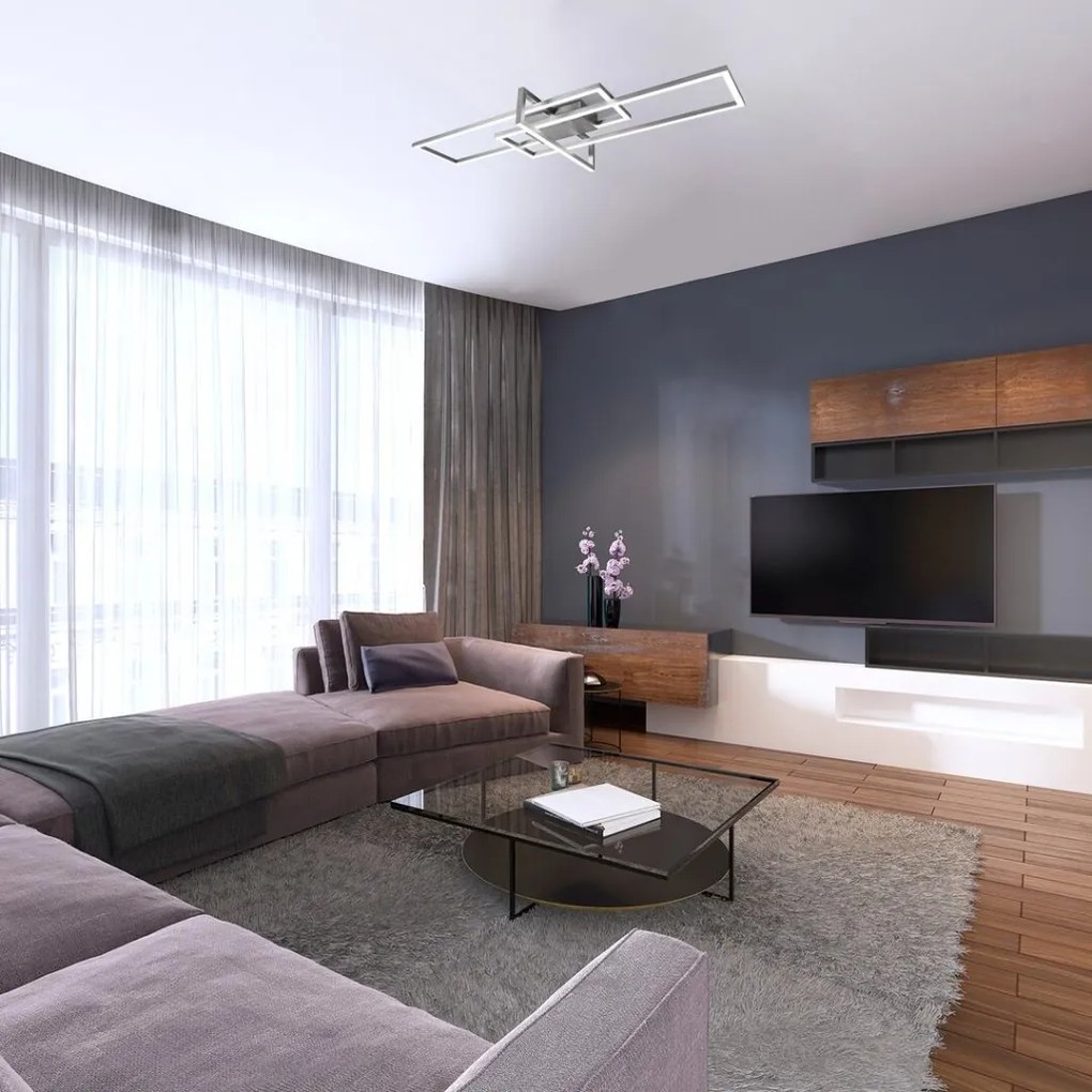 Plafoniera LED design modern Thabita alb, crom satin