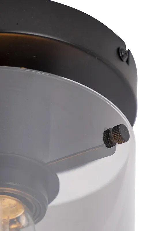 Plafoniera de design neagra cu sticla fumurie - Dome