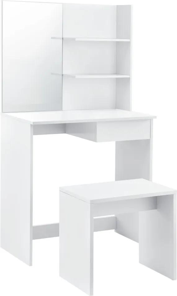 Set Siloah masa de toaleta/machiaj cu oglinda si scaun, 141 x 75 x 39,7 cm, MDF, alb