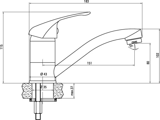 Lobo Baterie pentru chiuvetă, cu pipă pivotantă Finisaj: Crom BYU_026M
