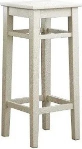 Scaun de bar alb French Country din lemn de pin, cu șezut pătrat și suport pentru picioare, 79 x 35 x 35 cm, „Oslo”