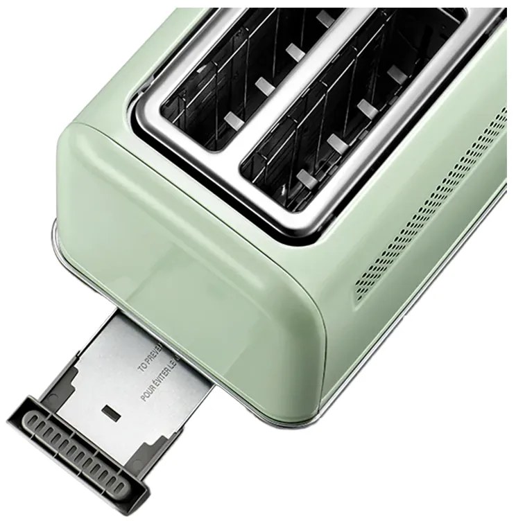 Prajitor de paine BUYDEEM DT620E, 900W, 2 felii, 7 programe automate si trepte de prajire, Indicatori LED, Tava pentru firimituri, Verde