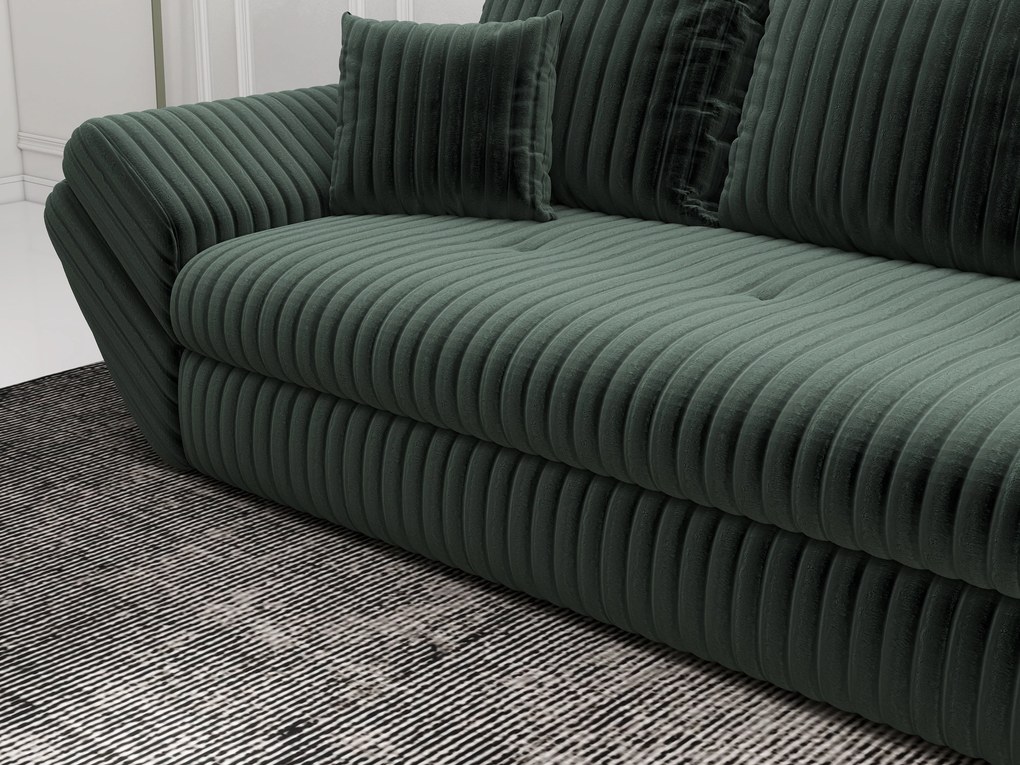 Canapea extensibilă dumonde cu ladă de depozitare si sezut confortabil din spuma high-density, Loana Ambience Green 250x100 cm