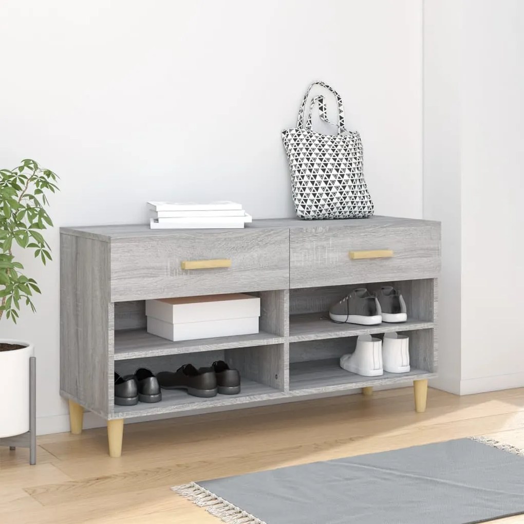 vidaXL Pantofar, gri sonoma, 102x35x55 cm, lemn compozit