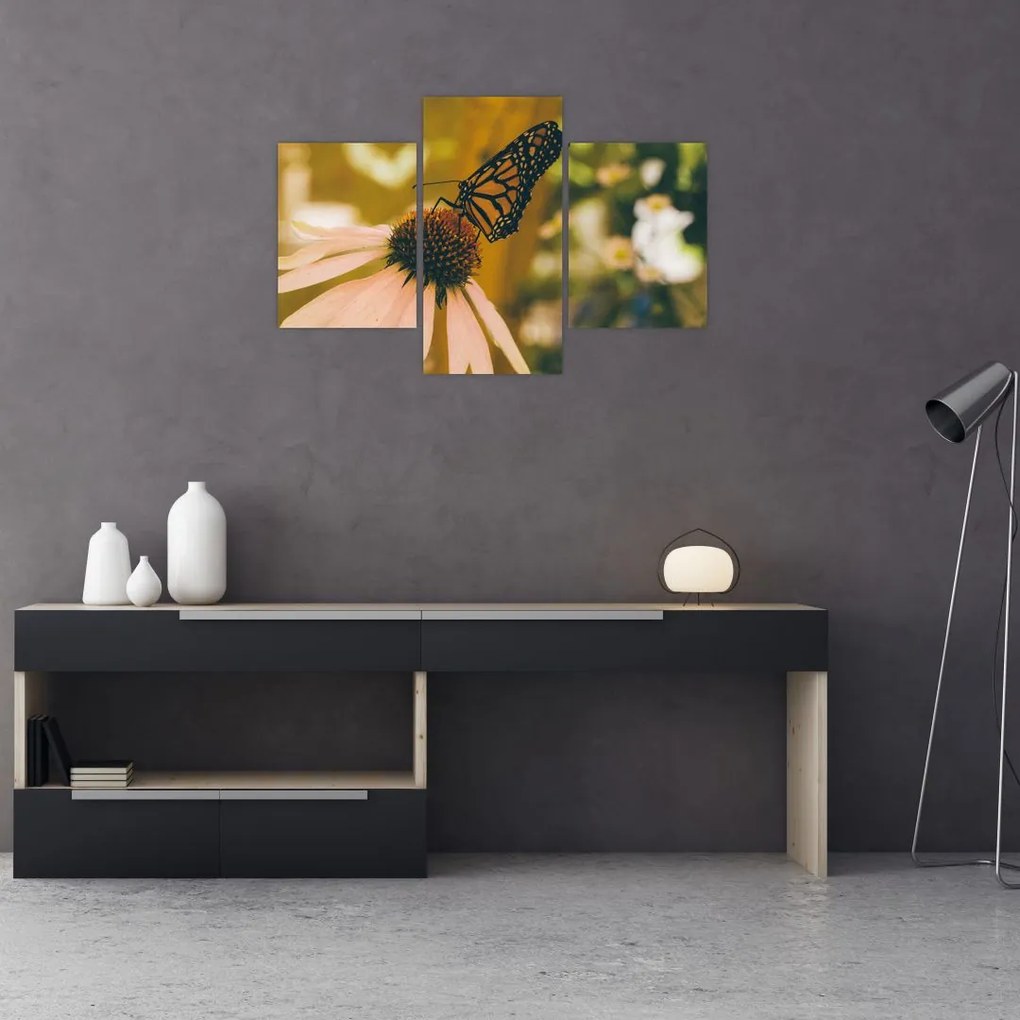 Tablou cu fluture pe floare (90x60 cm)