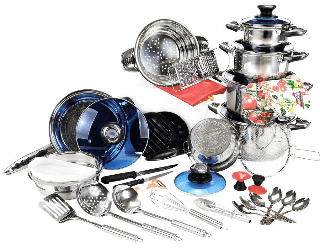 TEMPO-KONDELA PATIA, set 39 de oale şi ustensile de bucătărie, inox